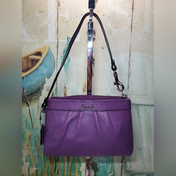 Coach Bags Coach Purple Rose Pleated Leather Clutch Wristlet Poshmark